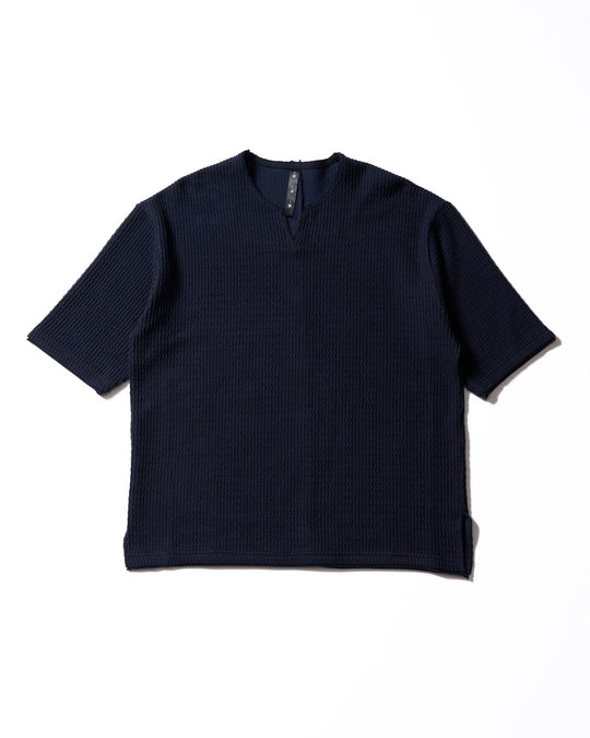 textured knit key-neck H/S