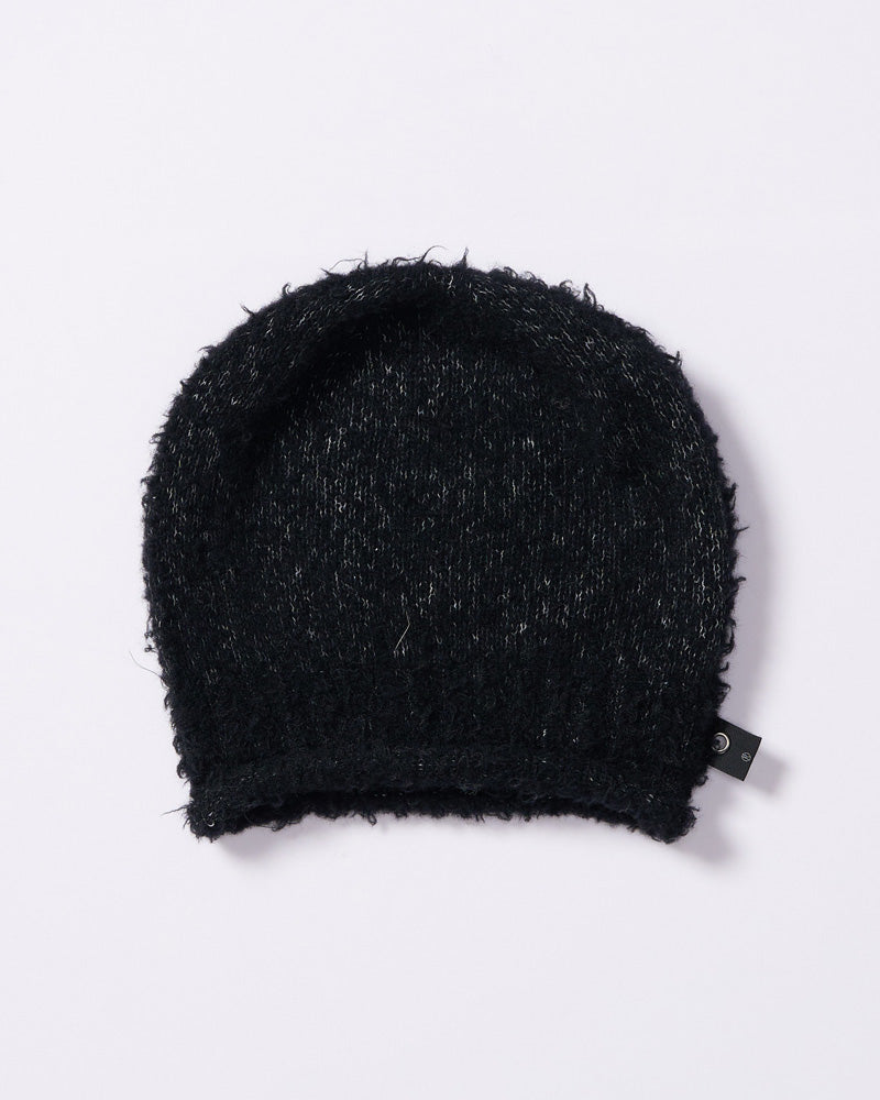 fancy yarn roll beanie