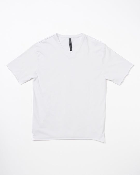 wide cut-off V-neck S/S