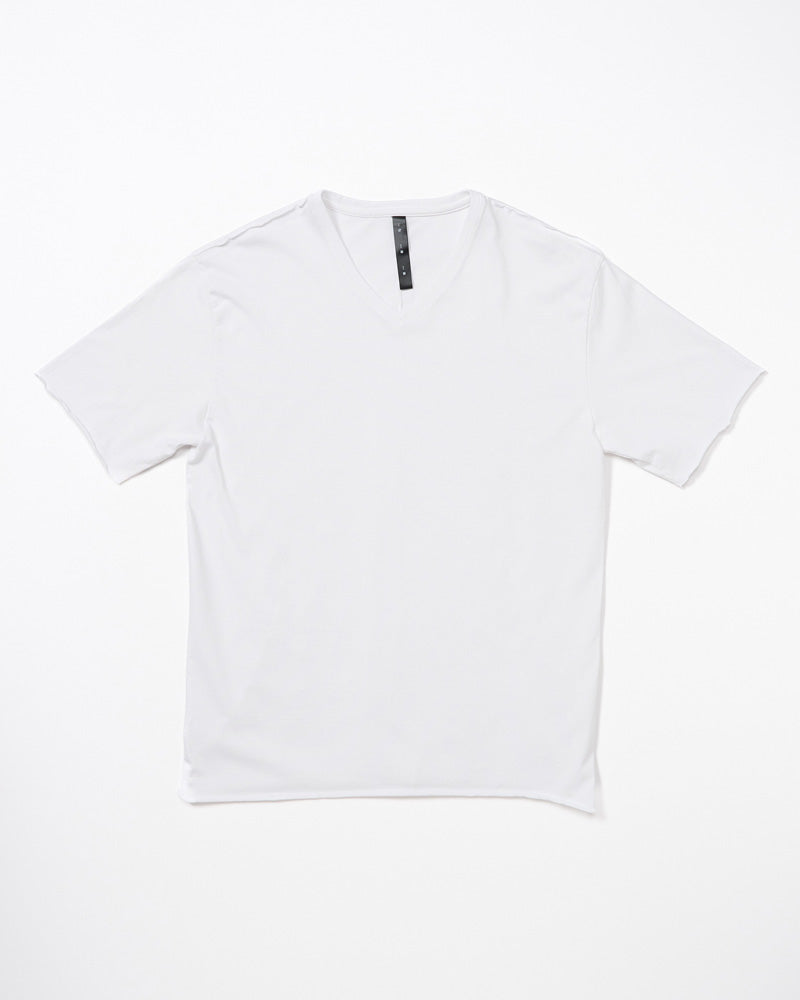 wide cut-off V-neck S/S