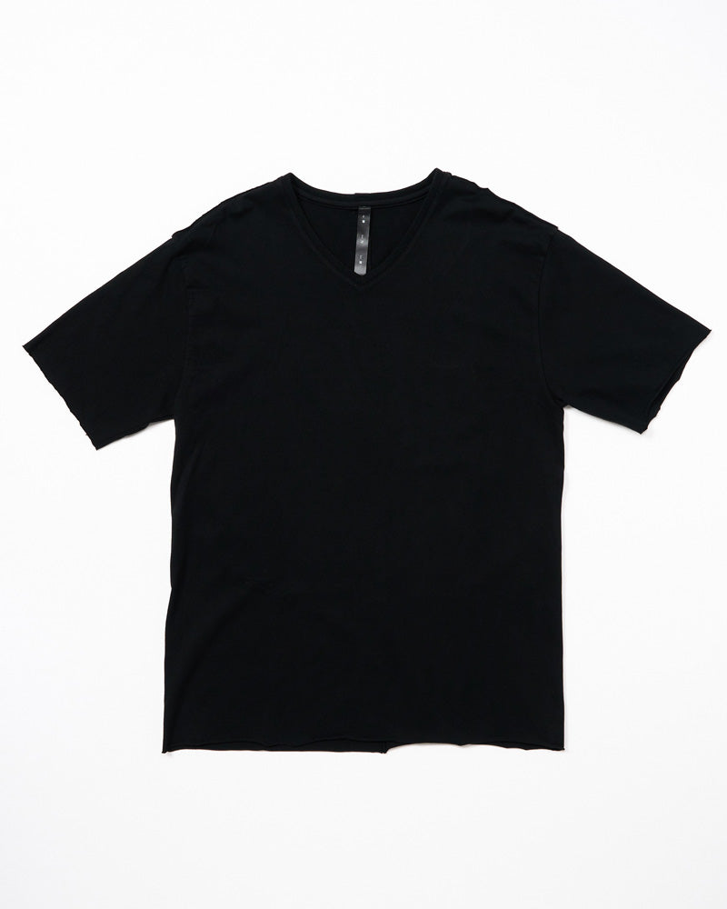 wide cut-off V-neck S/S
