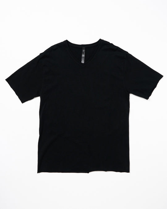 wide cut-off V-neck S/S