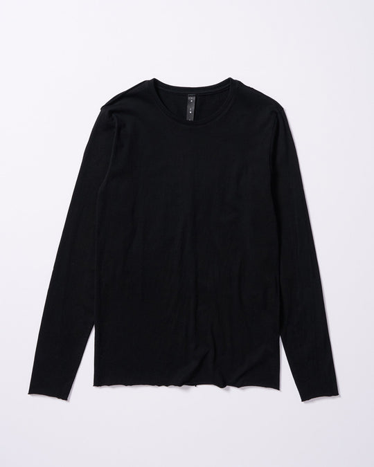slim cut-off crew-neck L/S
