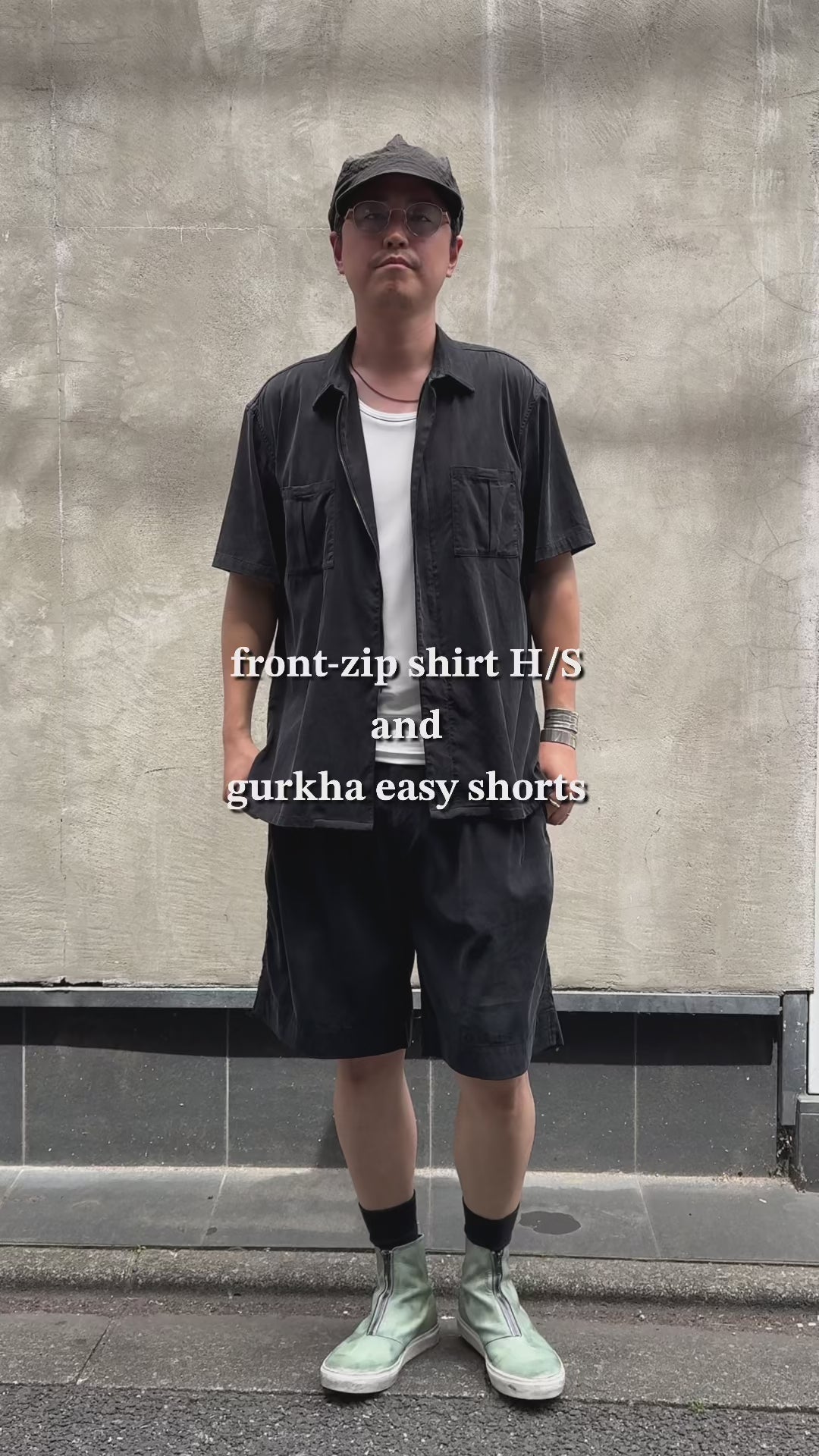 front-zip shirt H/S